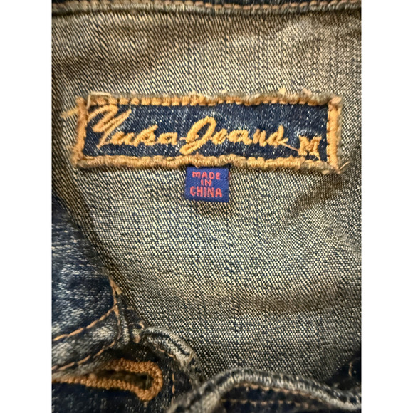 Vintage Yuka Jeans Denim Jacket Women's M Zip Front Embroidered Streetwear Y2K - Picture 5 of 10